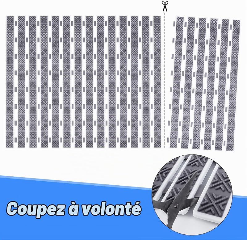 Caillebotis Douche 70 x 40cm, Tapis Baignoire Antidérapant Tapis de Bain avec Ventouse Tapis Douche sans BPA et Résistant aux Moisissures pour Les Seniors, Les Adultes