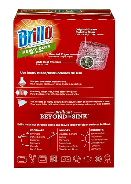 BRILLO HEAVY DUTY STEEL WOOL SOAP PADS, ORIGINAL RED SCENT, 10-COUNT