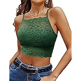 Avidlove Lace Bralette for Women High Neck Camisoles Racerback Double-Layered Crop Top