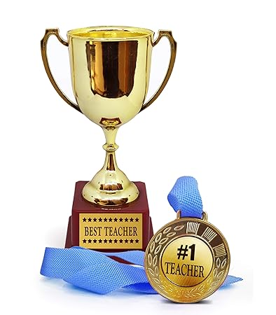 TIED RIBBONS Gifts for Teachers Day from Students | Teacher Day Gifts | Teacher Present for Teachers Day | Best Teacher | Engraved Golden Trophy