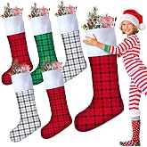 Maitys 5 Pcs Jumbo Christmas Stockings 43 Inch,Plaid Style,Multi Color | Felt Christmas Stockings Bulk, Fireplace Mantel Hanging, Bulk Set for Gatherings, Christmas Tree Hanging Ornaments for Decor