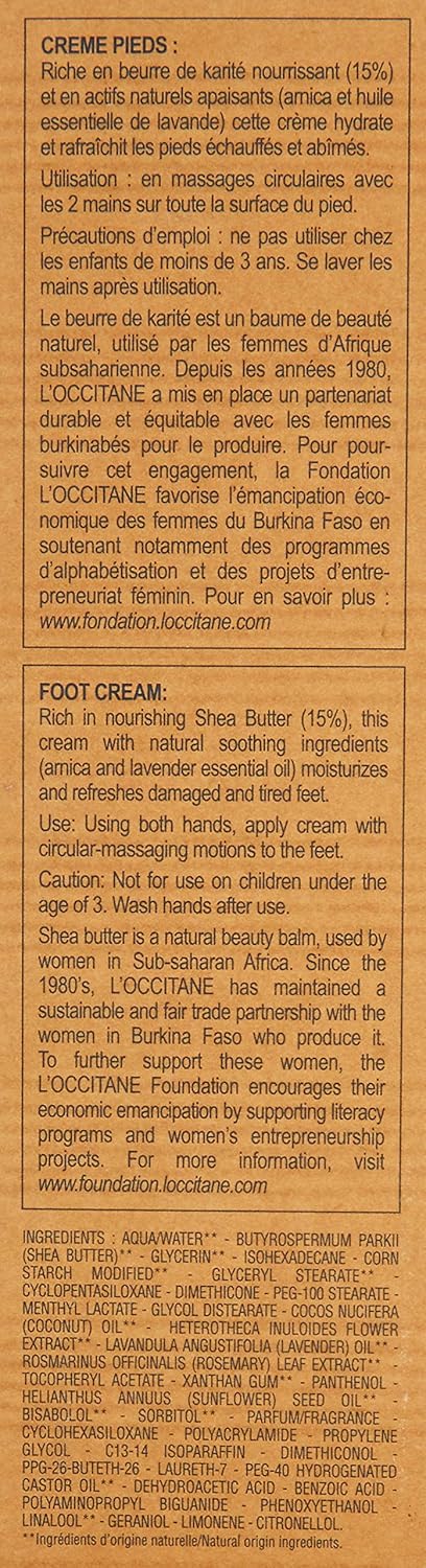 L'Occitane 15% Shea Butter Foot Cream Enriched with Lavender & Arnica, 5.2 oz: Premium Beauty
