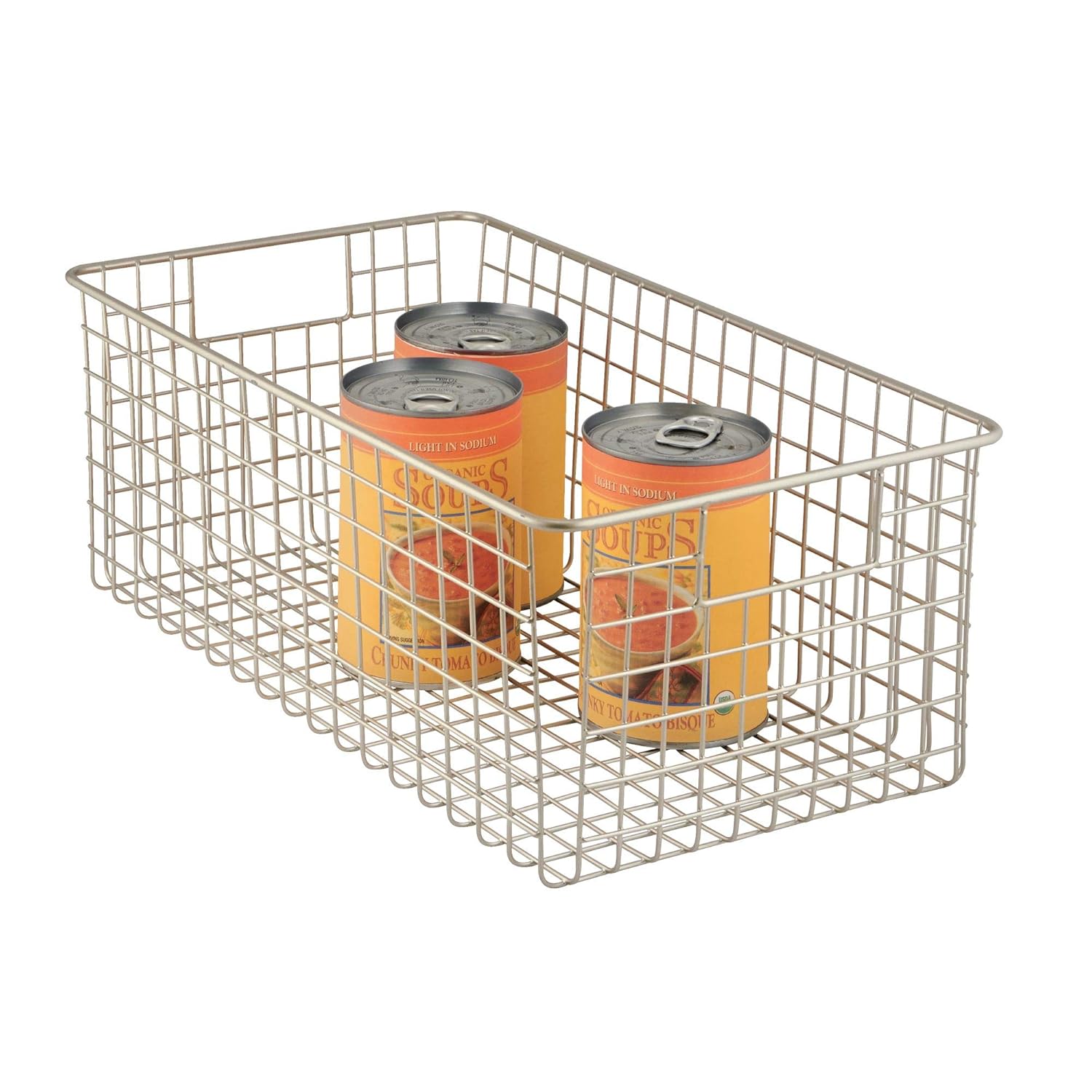 iDesign Storage Basket with Handles, ExtraLarge Metal Wire Basket for