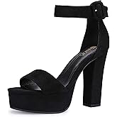IDIFU IN5 Sabrina Platform Block Chunky High Heels Ankle Strap Heeled Sandals Sexy Wedding Party Dress Shoes for Women Open Toe Heels