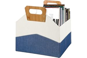 Neateam Magazine Holder, Foldable Magazine Rack Floor with Handle Sturdy Magazine Organizer Stand Large Magazine File Holder Stylish Newspaper Book Basket for Home Decor Living Rome Office Storage