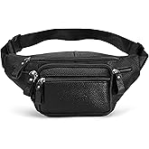OrrinSports Leather Waist Bag Multiple Pockets Fanny Pack for Women Men Daily Life and Travel Outdoor