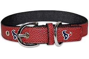 Pets First Tough Leather Pet Collar NFL Houston Texans Premium Dog Collar, Limited Edition, Size Medium. Best & Strongest Heavy-Duty Dog Collar!, Medium (16-20" Long & 1" Wide) (HOU-3081-MD)