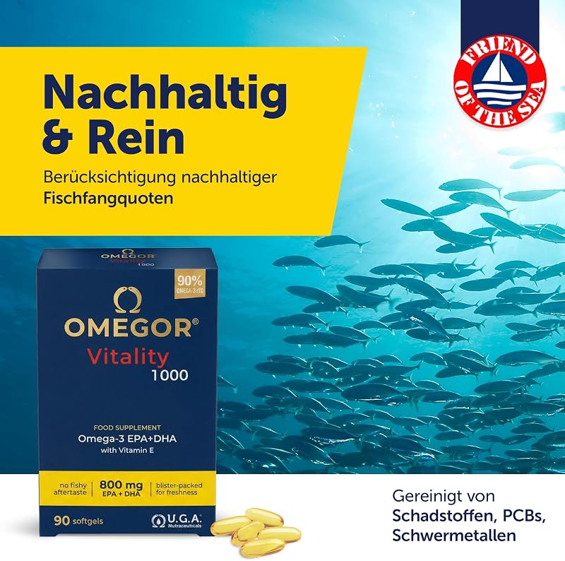 Vitality 1000 | Sehkraft und Gehirnfunktion | Für Erwachsene und Kinder und Personen, die sich nach der Zone-Diät ernähren | Höchste Auszeichnung für Fischölprodukte | Kapseln (90 Stück)