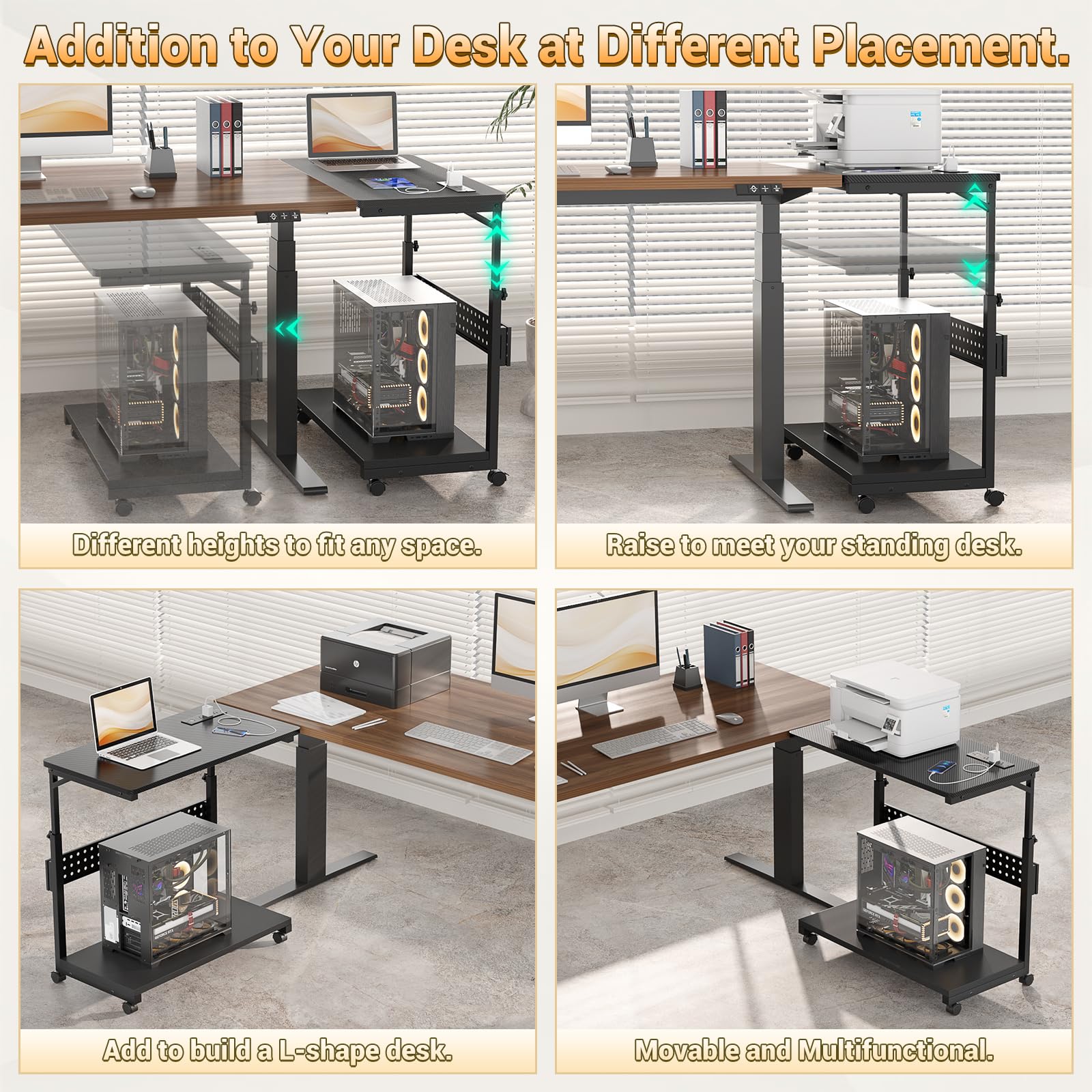 LABOBOLE Adjustable Computer Tower Stand With Wheels - Mobile PC Holder Cart - View #12