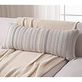 Cethom Boho Lumbar Pillow Covers 14x36 Long, Farmhouse Decorative Couch Pillow Cases, Grey Accent Pillows of Bed, Sofa Bedroom Living Room Home Decor Cushion Cover, Pack of 1