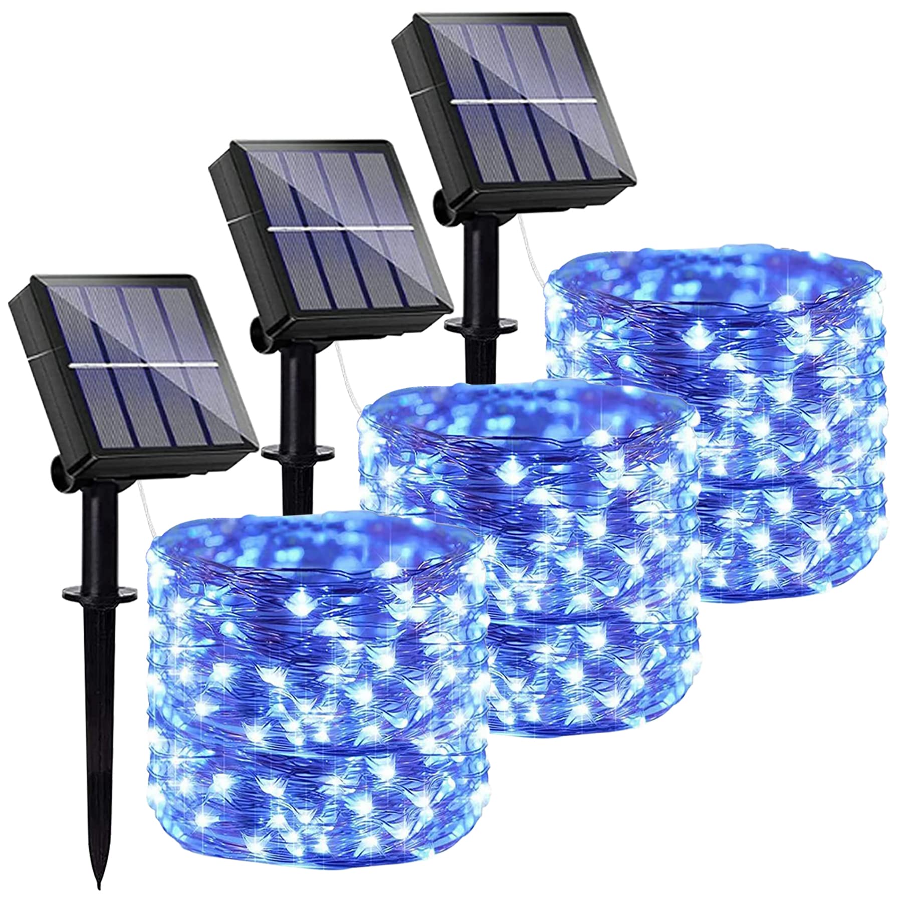 Ligarko Solar Fairy Lights Waterproof, 3 Pack 14M/46Ft Garden Lights Solar Powered Outdoor, 120 LED 8 Modes Copper Wire Decorative Solar String Lights for Trees, Garden, Patio, Party (Blue)