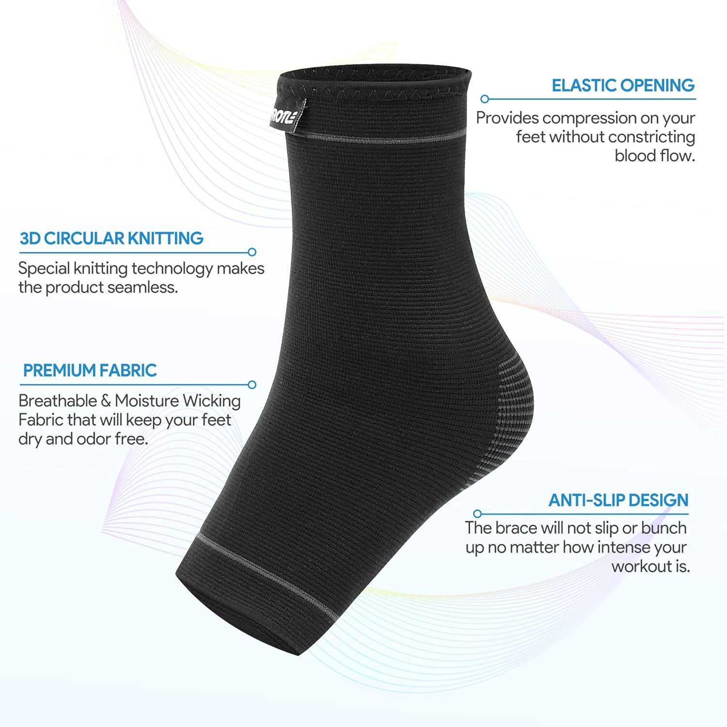 Protle Soft Ankle Brace Compression Support Sleeve (Pair) for Injury Recovery, Pain Relief, Joint Pain, Achilles Tendon, Plantar Fasciitis Foot Socks, Reduce Swelling, Arch Support: Sports & Outdoors