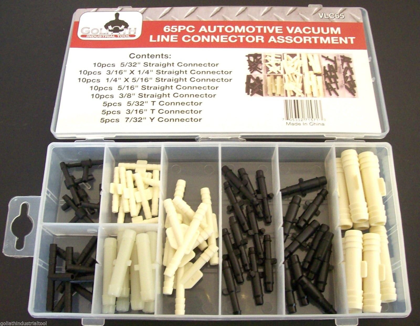 65pc Goliath Industrial Vacuum Line Air Fitting Hose Adaptor Assortment Tee T Y
