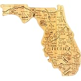 Totally Bamboo Destination Florida State Shaped Cutting Board, Charcuterie and Cheese Serving Board – Florida Gift for Home Décor or Everyday Kitchen Use
