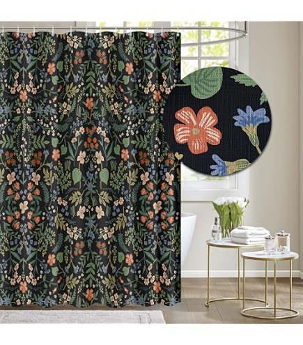 Cortina De Ducha Impermeable William Morris - Tamaño 100x200 Cm, Tela Poliéster, Lavable, Con Ganchos Incluidos