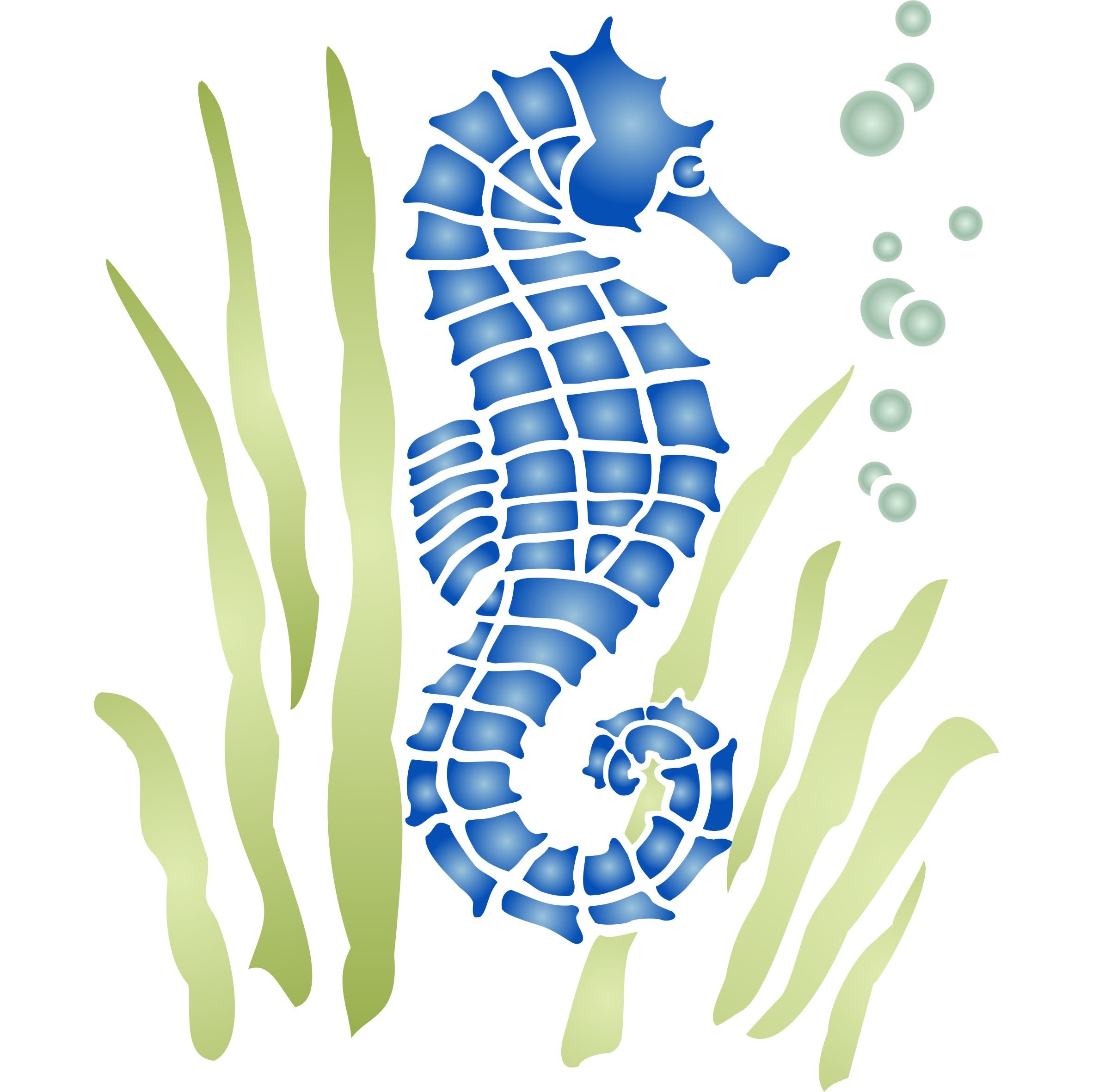 Seahorse Stencil - 19 x 21.5cm (L) - Reusable Sea Ocean Nautical Seashore Reef Wall Stencil Template