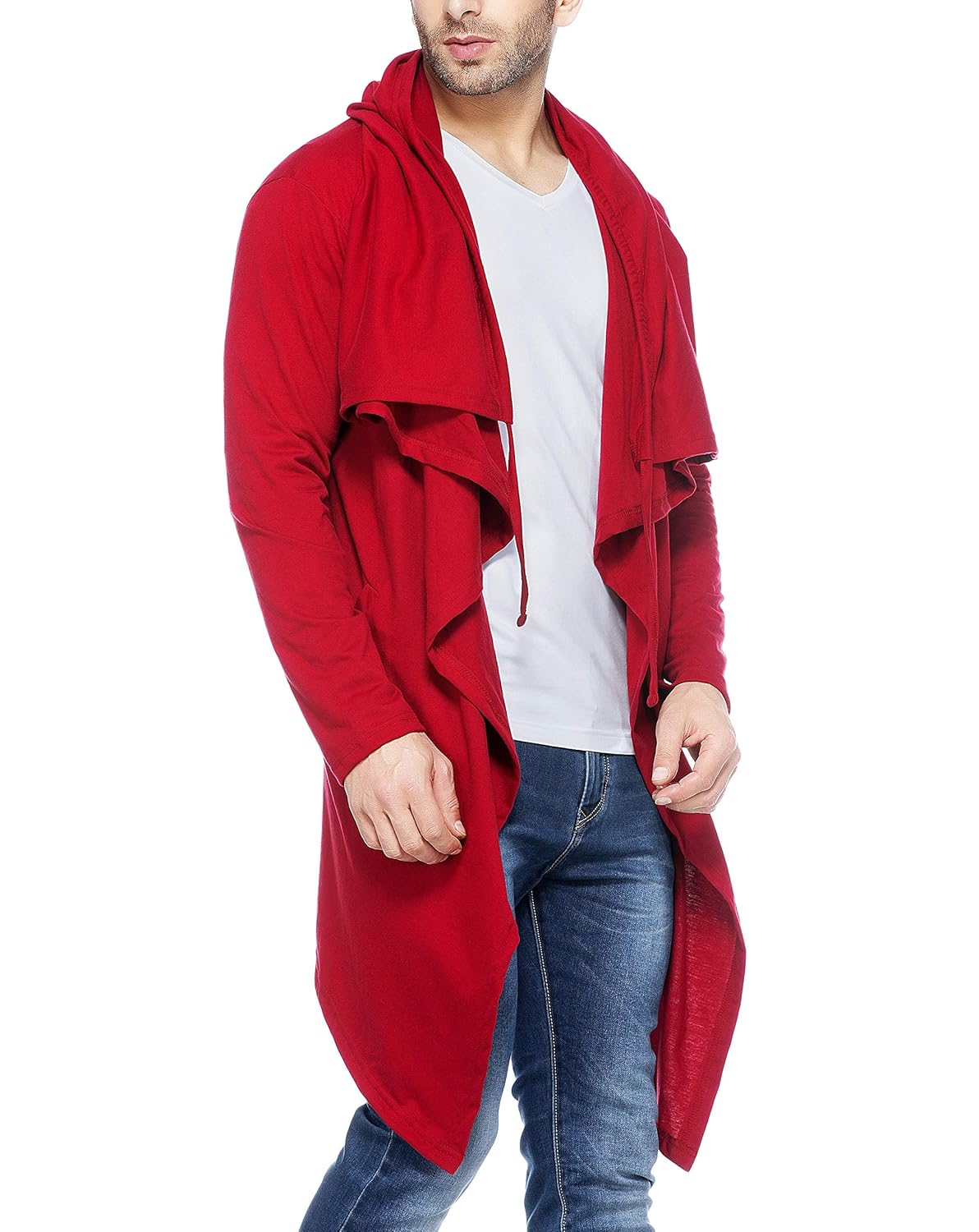 hooded waterfall cardigan