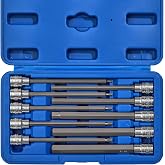 Mayouko 3/8" Drive Extra Long Allen Hex Bit Socket Set, S2&amp;CR-V, SAE, 10 Pieces, 1/16 Inch - 1/2 Inch