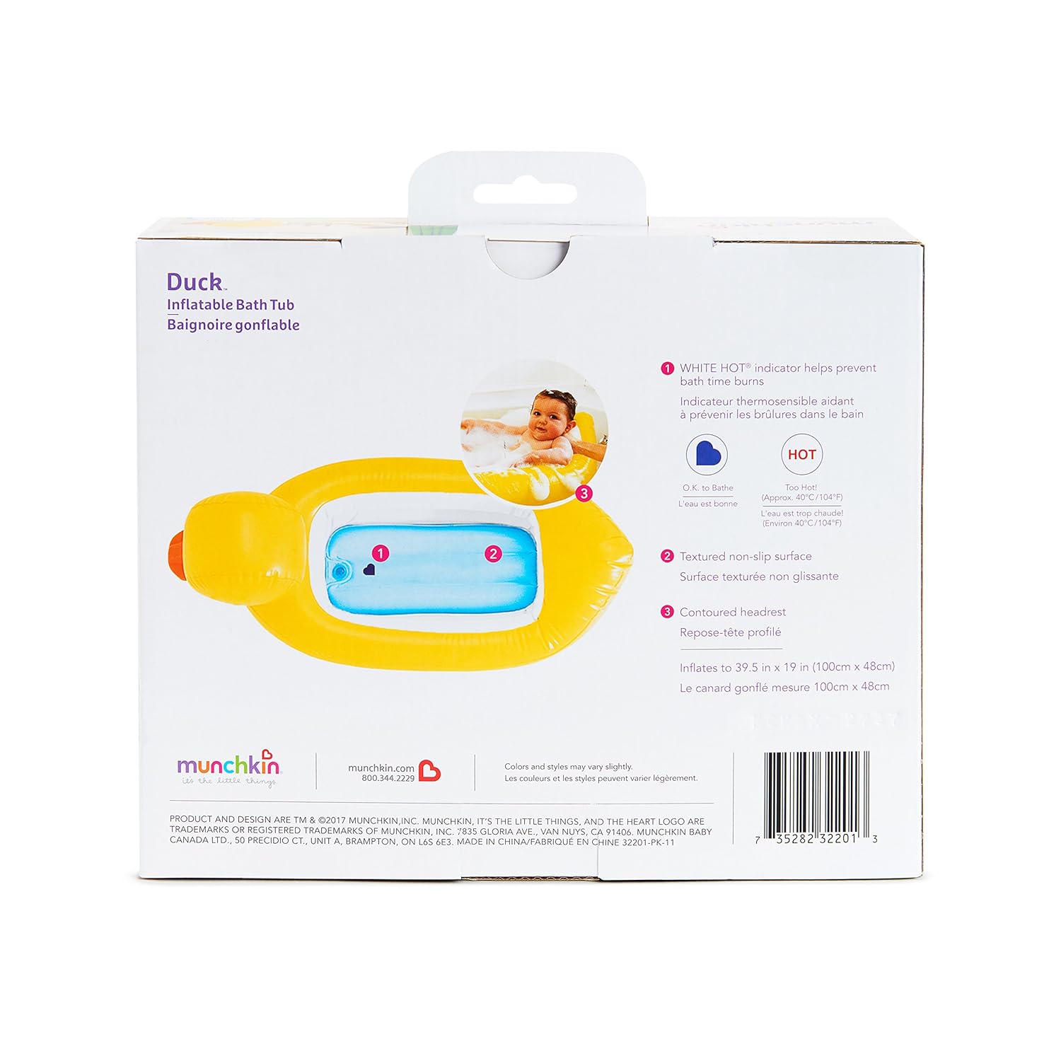 Munchkin White Hot Inflatable Duck Tub : Baby Bathing Seats And Tubs : Baby