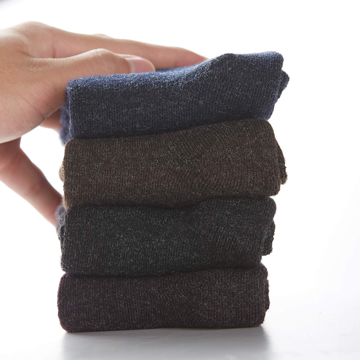 Pack of 4 Winter Warm Wool Socks Hiking Socks Knit Crew Socks for Women Soft and Comfortable: Clothing