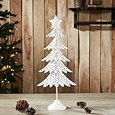 VHC Brands Christmas Tree Antique White Metal Figurine 18x8x3.5