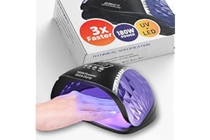 MANICUREFX 180W UV Light for Gel Nails, Professional UV Nail Lmap for Resin, 45 LED Nail Lights, Auto Sensor, LCD and 4 Timer Settings, Lampara LED para Uñas Profesional Sun UV Nail Curing Lamp