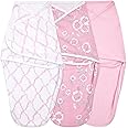aden + anais Essentials Easy Swaddle Wrap Quick Change with Bottom Zipper, Snug Cotton Knit Baby Wrap Swaddle Blanket for Newborns, TOG 1.0, 3-Pack, Pink Stencil, 0-3 Months, Small/Medium