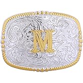 Btilasif Belt Buckles Men, Western Cowboy Gold Initial Letters ABCDJMR Belt Buckle, Western Accessories Cowboy Gifts for Men