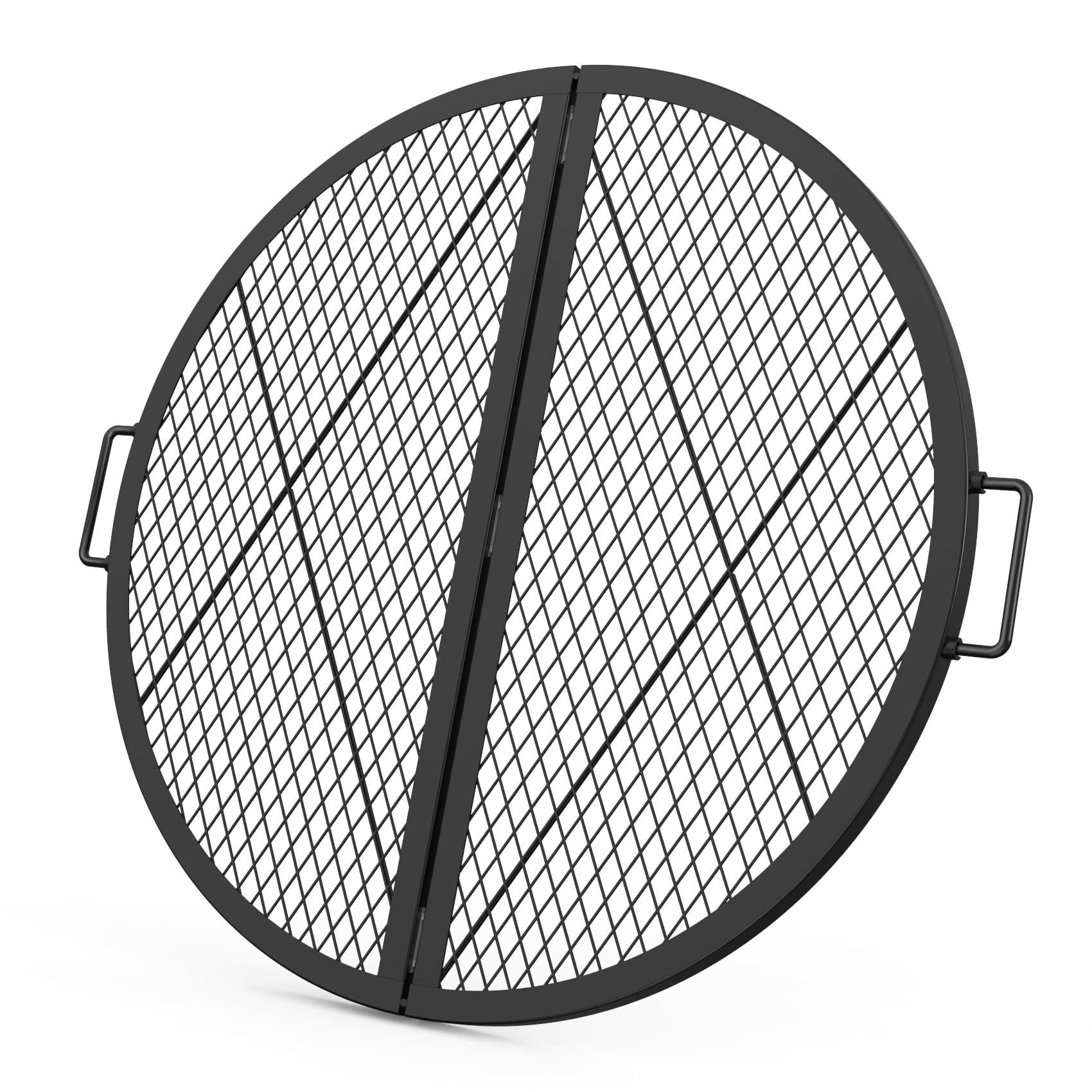 Photo 1 of only fire X-Marks Fire Pit Cooking Grate, Foldable Round Grate for Outdoor Cooking, Heavy Duty Steel Campfire BBQ Grill Grid with Handle, Portable Camping Cookware, 30 inch