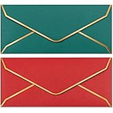 Business Envelopes, 40-Pack #10 Envelopes, 4 1/8 x 9 1/2 Inches, Red, Green, Christmas Colors