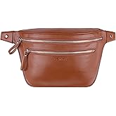 Genuine Leather Waist Bag, Fanny Pack Belt Bag (Brown)