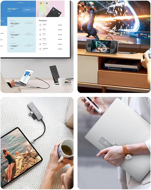 Adaptador NOVOO USB C Hub 5 em 1 Multiportas com HDMI 4K, 2 portas USB 3.0, leitor de cartões SD / TF para MacBook Pro 2019/2018, iMac 2017, Huawei MateBook, Google Chromebook Pixel e muito mais