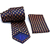 Flashback Events Bitcoin Men's Silk Tie and Pocket Square Combo, Men's Tie and Handkerchief Woven Silk Bitcoin pattern