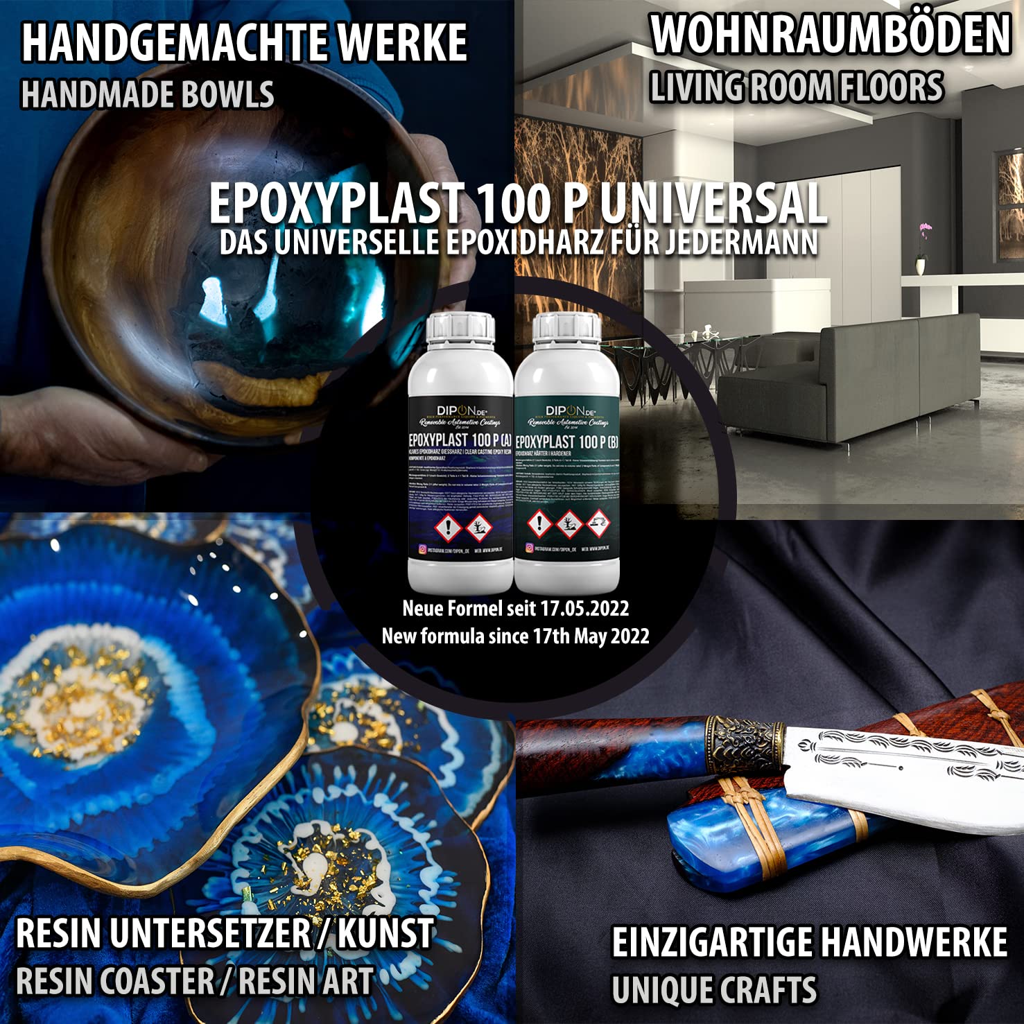 9,0 KG Epoxidharz 2K Epoxi Harz mit Härter Glasklar in Profi Qualität und geruchs- und emissionsarm. Epoxy Gießharz UV Stab. für Schmuck Holz Tisch Aquarium Terra Formenbau GFK Bodenbeschichtung 4