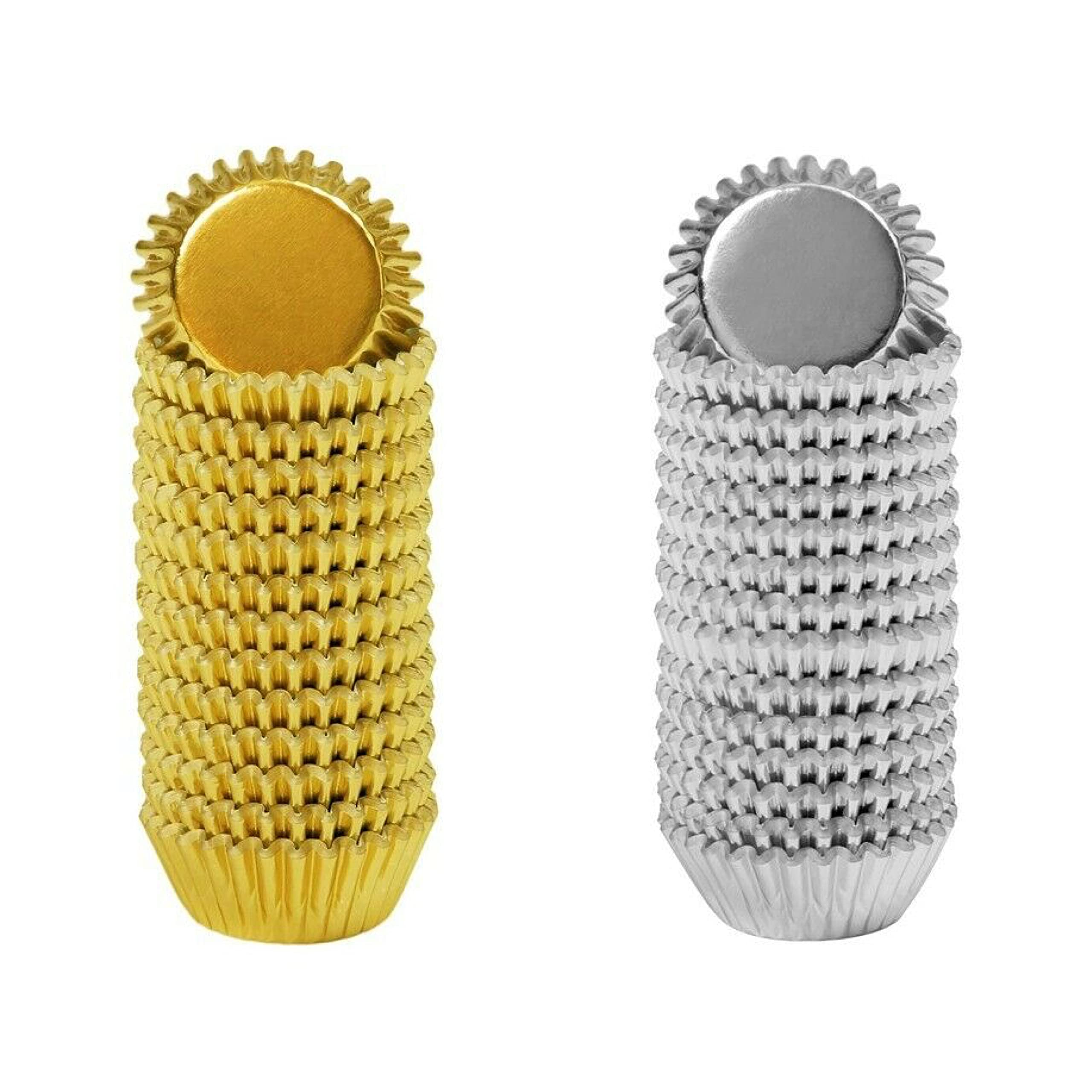 Bakery Direct Silver/Gold Paper Petit Four Truffle Sweet Cases Bon Christmas (Gold, 200)