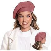 Nawati Cashmere Knitted Women Beret, French Style Double Layer Winter Autumn Warm and Soft Beanie Hat Cap