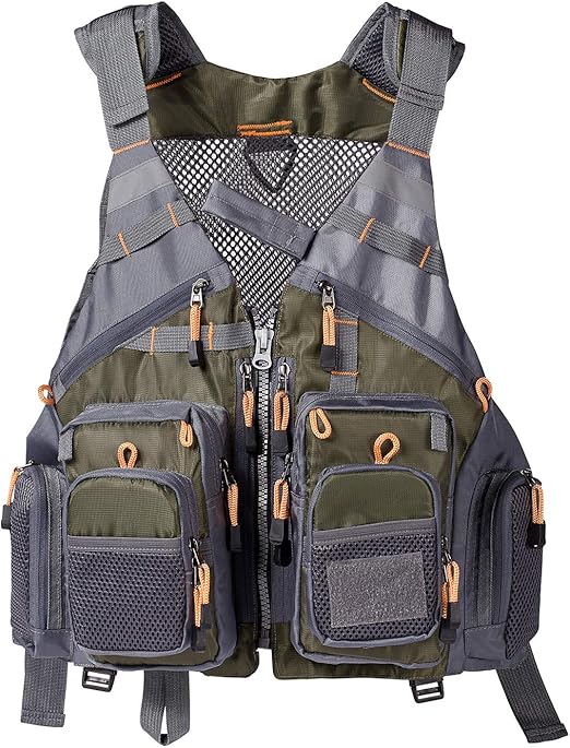 Lightbare Fly Fishing Vest for Men with Pockets for, Army Green, Size One Size Amazon.ca
