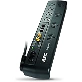 APC Surge Protector with Telephone, DSL and Coaxial Protection, P8VT3, 2770 Joules, 8 Outlet Surge Protector Power Strip Gray
