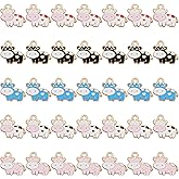 Hicarer 50 Pcs Cow Charms for Jewelry Making Colorful Enamel Cute Cow Charms Pendants for Bracelet Necklace Earrings Keychain DIY Crafts, 5 Colors