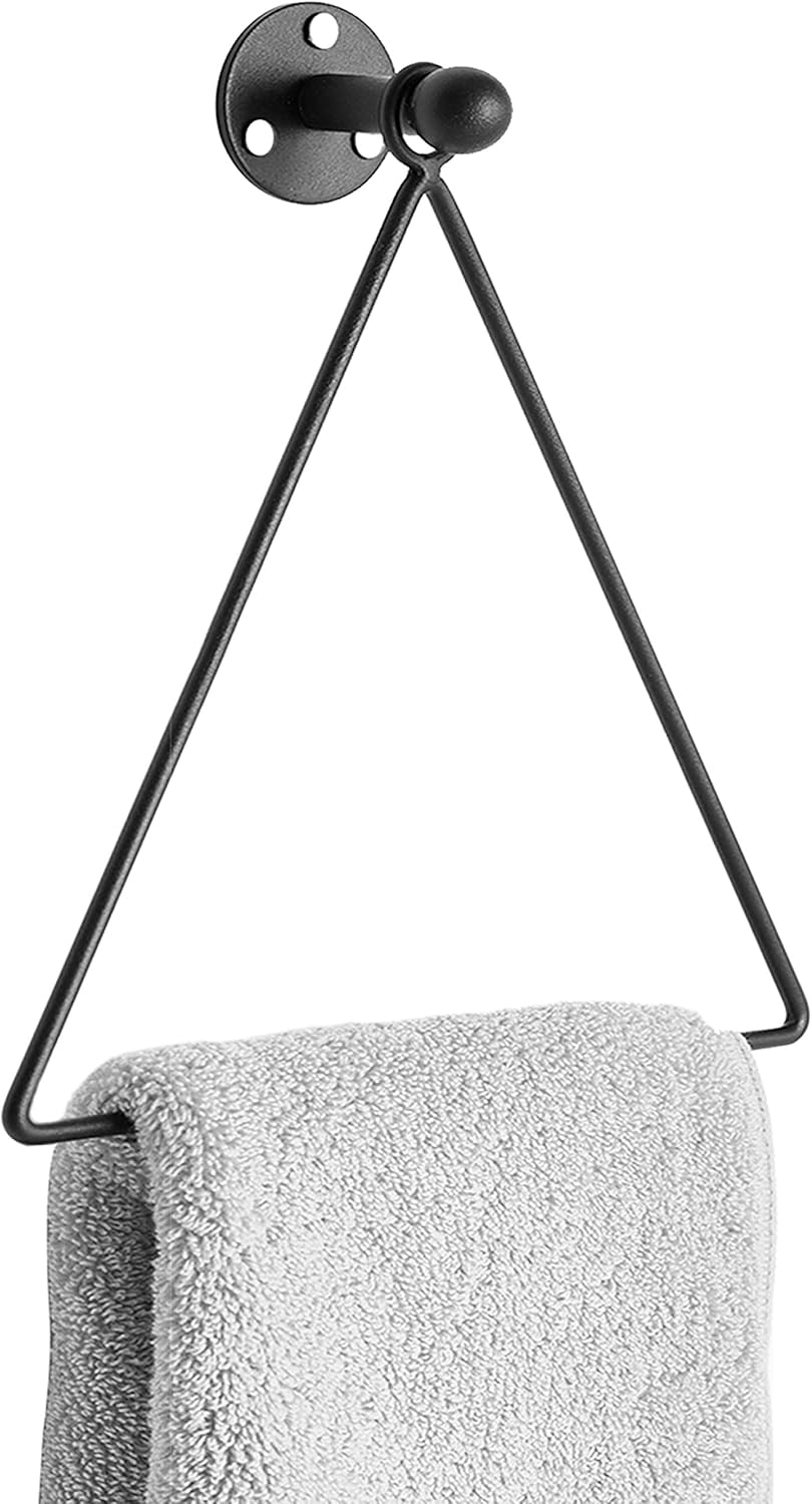 bathroom wall mounted towel rack on Amazon Com Mygift Modern Wall Mounted Triangle Metal Bathroom Kitchen Hand Towel Bar Rack Black Home Kitchen