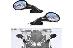 SAUTVS Adjustable Folding Rearview Side Mirrors for Polaris Snowmobile, Pro-Ride Hood Mounted Mirrors Rear View Side Mirror K