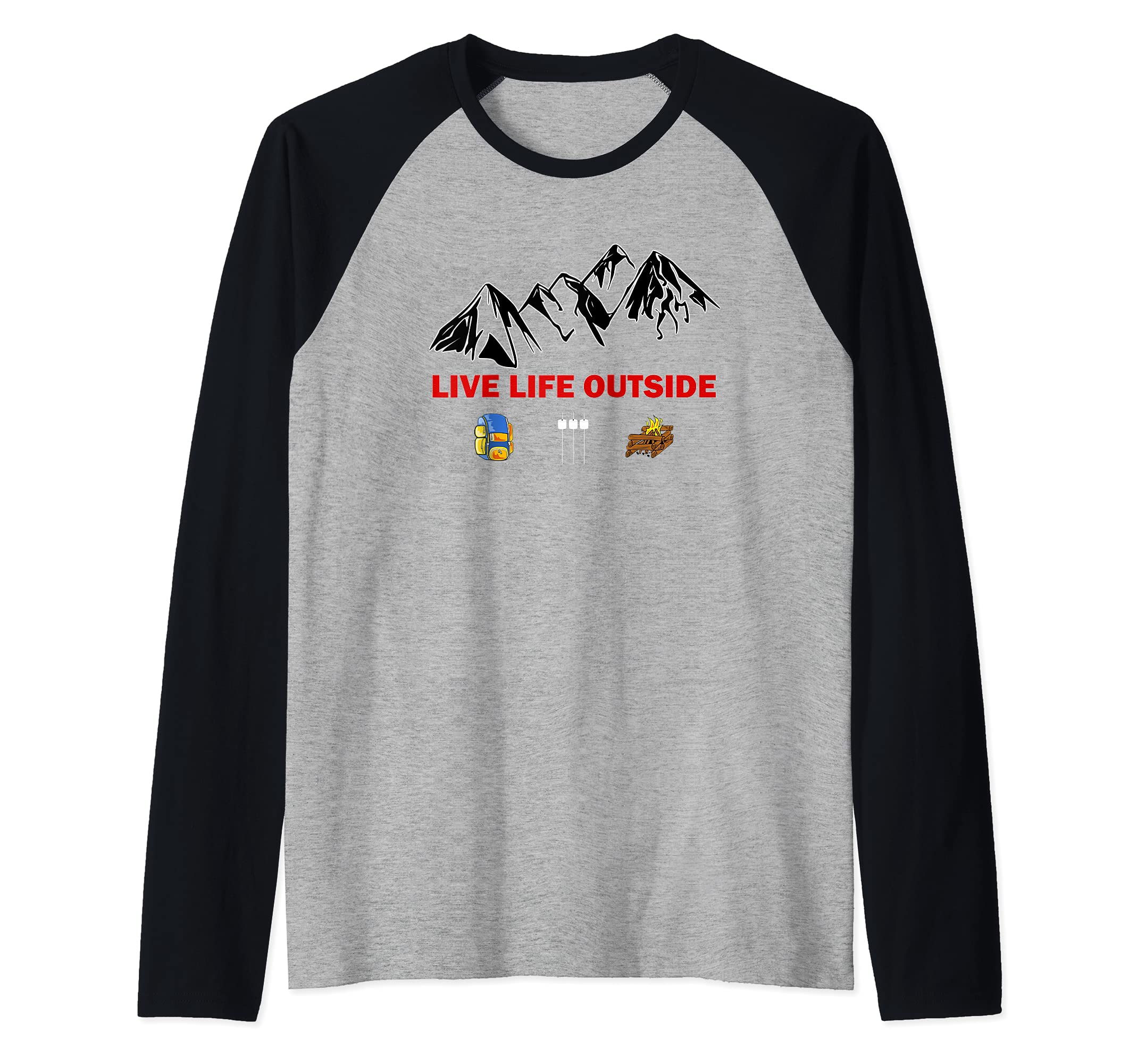 Hiking backpack mountains gift Raglan Baseball Tee