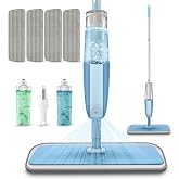 Spray Wet Mops for Floor Cleaning: Hardwood Floor Mop Refillable 2 Bottles | 4 Washable Reusable Pads for Swiffer PowerMop, Flat Mop Multi-purpose, Commercial Dry Dust Mops for Laminate Wood Vinyl Tiles