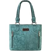 Wrangler Distressed Tote Bag for Women Western Purse Multi Pockets Handbags and Shoulder Bag