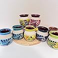 JARRITOS mexican mug clay, Mexican clay cup, MEXICAN cup hand painted Hand made Mexican pottery coffee mugs (4Mixcolorspack)