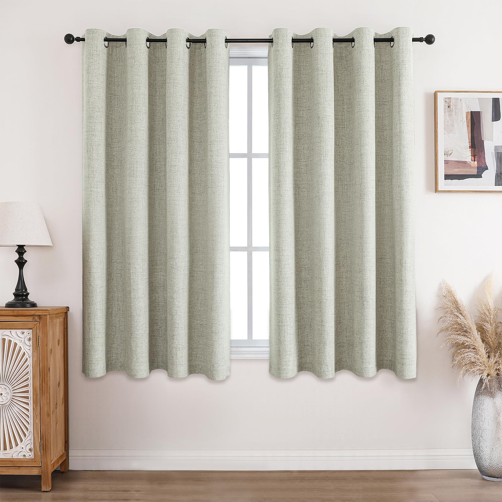CUCRAF 100% Blackout Curtains Dark Green Thermal Eyelet Curtains 54 Inch Drop 2 Panels Soft Texture Energy Saving Sun Blocking for Bedroom Living Room 46 X 54 Inch — image 1