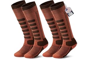 SAMSOX 2-Pair Merino Wool Ski Socks, Made in USA Over-the-Calf Skiing and Snowboarding Socks for Men & Women (Ashland)