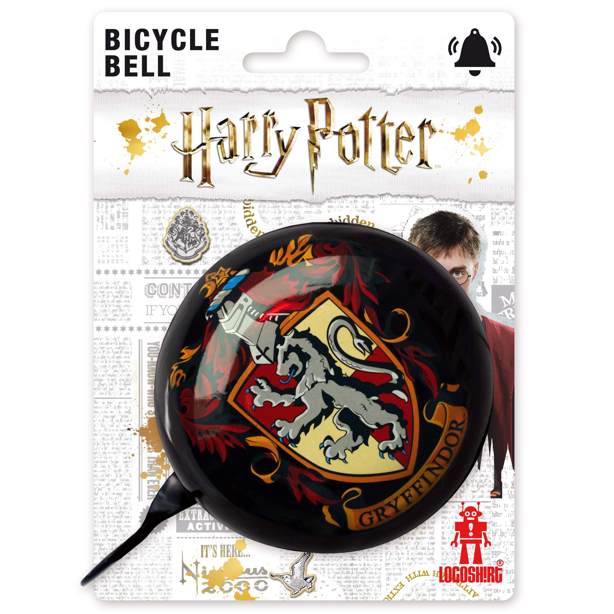 Logoshirt® Harry Potter I Gryffindor I Logo I Bicycle Bell I Bike Bell I Big I Ø 80 mm I Retro I Solid Steel I Original Licensed Product