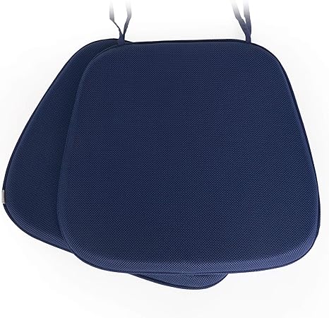 Amazon Co Jp Shinnwa 通気性クッション 椅子用 ざぶとん ひも付き 事務椅子クッション 馬蹄型 ダイニングチェア クッション 丸洗える 滑り止め 椅子用 座布団 43 41 4cm 紺色 2枚セット ホーム キッチン