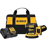 DEWALT 20V MAX Sander, Cordless, 5-Inch, 2.Ah, 8,000-12,000 OPM, Variable Speed Dial, Storage Bag, Battery and Charger Includ
